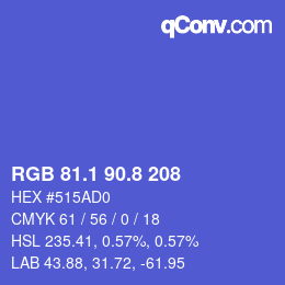 カラーコード: RGB 81.1 90.8 208 | qconv.com