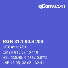 カラーコード: RGB 81.1 90.8 209 | qconv.com