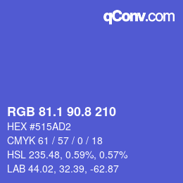 カラーコード: RGB 81.1 90.8 210 | qconv.com