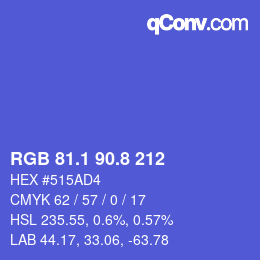 カラーコード: RGB 81.1 90.8 212 | qconv.com