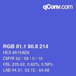 カラーコード: RGB 81.1 90.8 214 | qconv.com