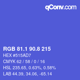 カラーコード: RGB 81.1 90.8 215 | qconv.com