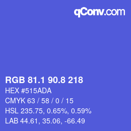 カラーコード: RGB 81.1 90.8 218 | qconv.com