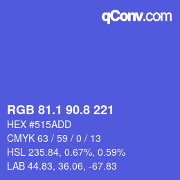 カラーコード: RGB 81.1 90.8 221 | qconv.com