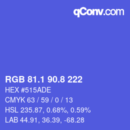 カラーコード: RGB 81.1 90.8 222 | qconv.com