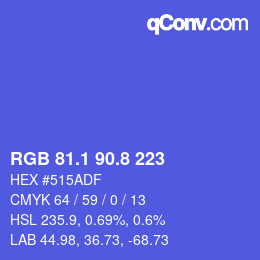 カラーコード: RGB 81.1 90.8 223 | qconv.com