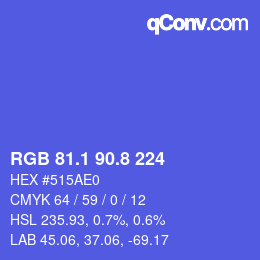 カラーコード: RGB 81.1 90.8 224 | qconv.com