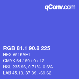 カラーコード: RGB 81.1 90.8 225 | qconv.com