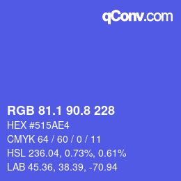 カラーコード: RGB 81.1 90.8 228 | qconv.com