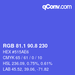 カラーコード: RGB 81.1 90.8 230 | qconv.com