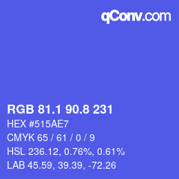 カラーコード: RGB 81.1 90.8 231 | qconv.com