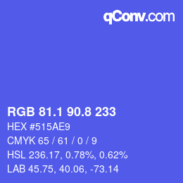 カラーコード: RGB 81.1 90.8 233 | qconv.com