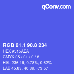 カラーコード: RGB 81.1 90.8 234 | qconv.com