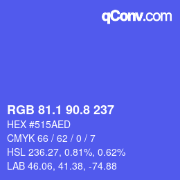 カラーコード: RGB 81.1 90.8 237 | qconv.com