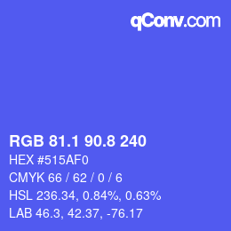 カラーコード: RGB 81.1 90.8 240 | qconv.com