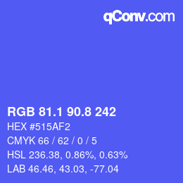 カラーコード: RGB 81.1 90.8 242 | qconv.com