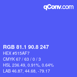カラーコード: RGB 81.1 90.8 247 | qconv.com