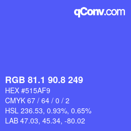 カラーコード: RGB 81.1 90.8 249 | qconv.com