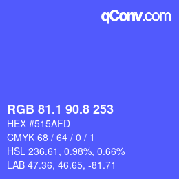 カラーコード: RGB 81.1 90.8 253 | qconv.com