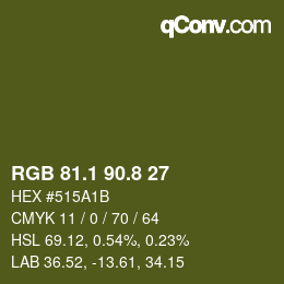 Color code: RGB 81.1 90.8 27 | qconv.com
