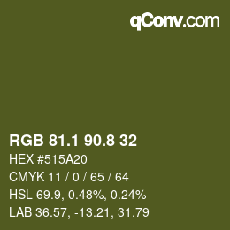 Color code: RGB 81.1 90.8 32 | qconv.com