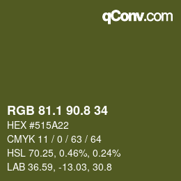 カラーコード: RGB 81.1 90.8 34 | qconv.com