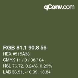 Color code: RGB 81.1 90.8 56 | qconv.com