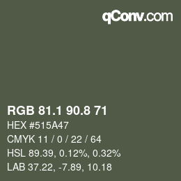 Color code: RGB 81.1 90.8 71 | qconv.com