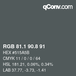 Color code: RGB 81.1 90.8 91 | qconv.com
