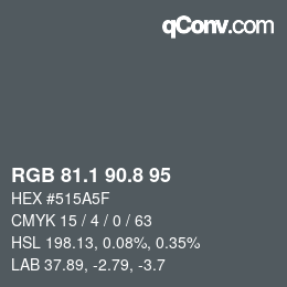 カラーコード: RGB 81.1 90.8 95 | qconv.com