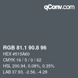 カラーコード: RGB 81.1 90.8 96 | qconv.com