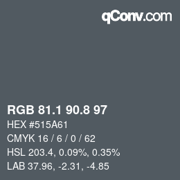 Color code: RGB 81.1 90.8 97 | qconv.com