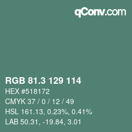 カラーコード: RGB 81.3 129 114 | qconv.com