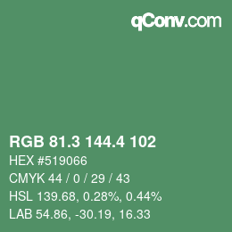 カラーコード: RGB 81.3 144.4 102 | qconv.com