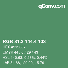 カラーコード: RGB 81.3 144.4 103 | qconv.com