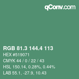 カラーコード: RGB 81.3 144.4 113 | qconv.com