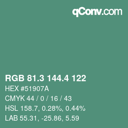 カラーコード: RGB 81.3 144.4 122 | qconv.com