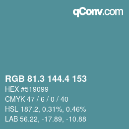 カラーコード: RGB 81.3 144.4 153 | qconv.com