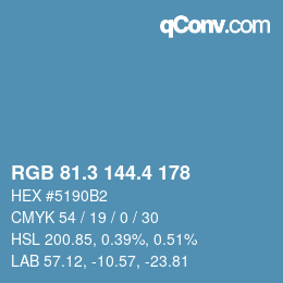 カラーコード: RGB 81.3 144.4 178 | qconv.com