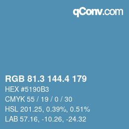 カラーコード: RGB 81.3 144.4 179 | qconv.com