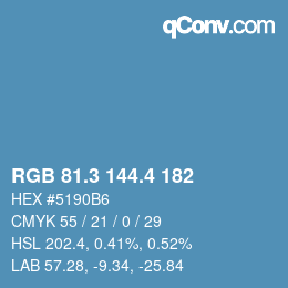 カラーコード: RGB 81.3 144.4 182 | qconv.com