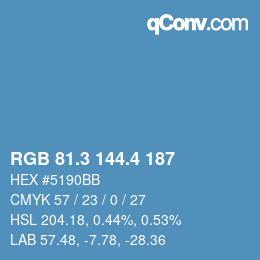 カラーコード: RGB 81.3 144.4 187 | qconv.com