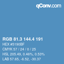 カラーコード: RGB 81.3 144.4 191 | qconv.com