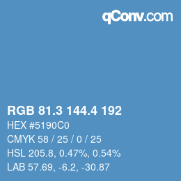 カラーコード: RGB 81.3 144.4 192 | qconv.com