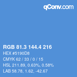 カラーコード: RGB 81.3 144.4 216 | qconv.com