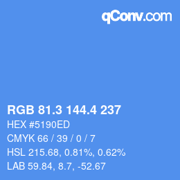 カラーコード: RGB 81.3 144.4 237 | qconv.com
