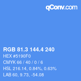 カラーコード: RGB 81.3 144.4 240 | qconv.com