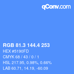 カラーコード: RGB 81.3 144.4 253 | qconv.com