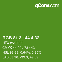 カラーコード: RGB 81.3 144.4 32 | qconv.com