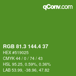 カラーコード: RGB 81.3 144.4 37 | qconv.com